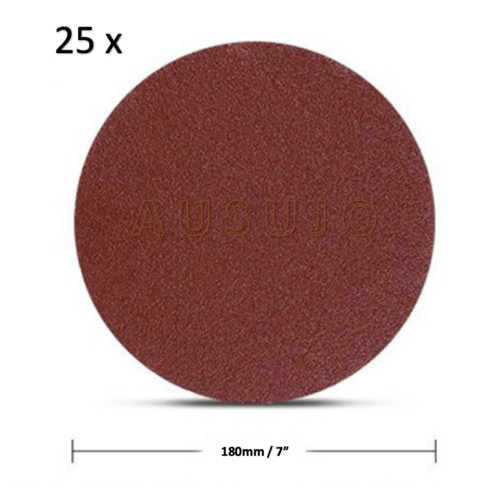 25 x 180mm / 7″ 40 – 400 Grit Sanding Disc Hook Loop