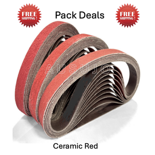 Free Shipping: 330mm x 10mm Ceramic Red Linishing Sanding Belt