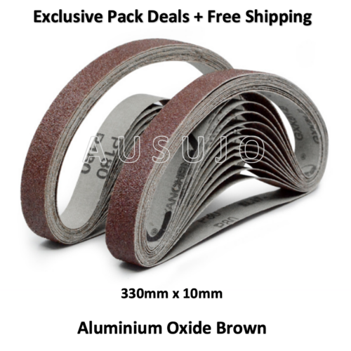 Free Shipping: 330mm x 10mm Aluminium Oxide Brown Linishing Sanding Belt